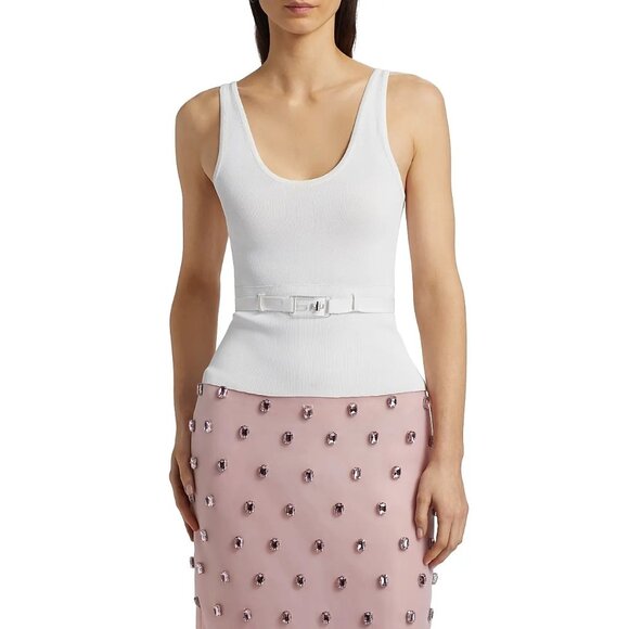 Brandon Maxwell The Julia Belted Knit Tank Top White Size Medium NWT - Picture 1 of 8